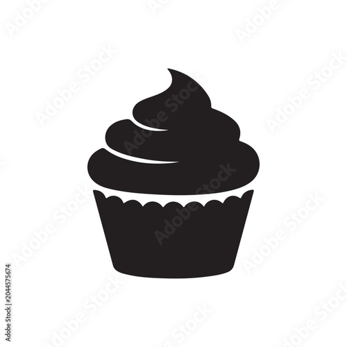 Cup cake silhouette icon vector illustration on white background