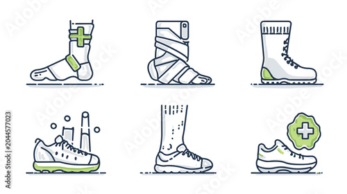 Slika na platnu Illustrations of Various Footwear for Health and Rehabilitation Purposes Featuri