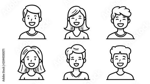 Photos Smiling Young Diverse Group of Cartoon Characters with Cheerful Expressions in S