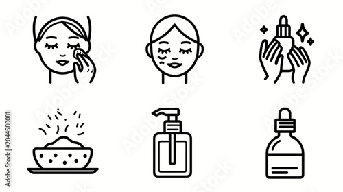 Foto Skincare Treatment Routine Featuring A Woman Applying Serum and Moisturizer for