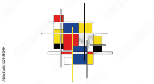 Cuadro en lienzo abstract geometric composition with rectangles and lines on black background