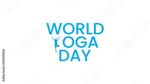 World Yoga Day Typography Text Animation with Pose Silhouette