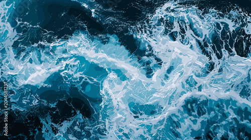 Vászonkép Turbulent Waves and Ocean Foam Creating Dynamic Patterns in Deep Blue Sea Water