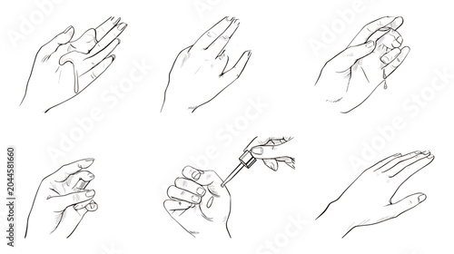 Bilde på lerret Various Hand Gestures Illustrating Expressive Movements and Communication Techni