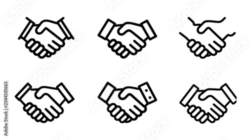 Canvastavla Various Handshake Illustrations Showing Different Styles of Agreement and Partne