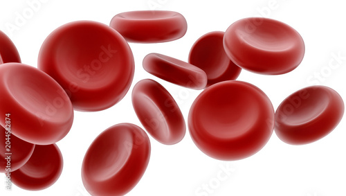 Foto Red blood cells erythrocytes microscopic view, 3D render
