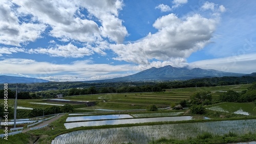 田んぼと雲と空と山