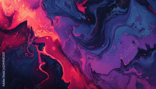 Vibrant Abstract Swirling Nebula with Fiery Orange and Deep Purple Hues Emitting Speckles of Light Against a Dark Cosmic Background