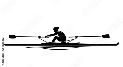 Person Rowing a Single Scull Boat.