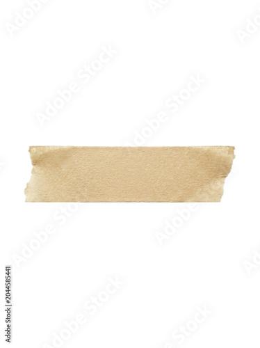 A piece of torn brown paper on a white background
