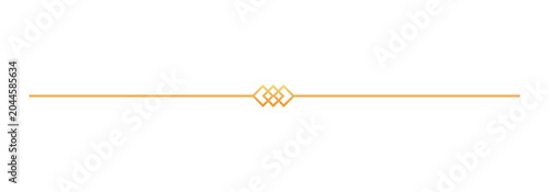 Golden ornamental divider line. Elegant geometric separator. Minimal decorative border for invitations, certificates and luxury designs on transparent background 