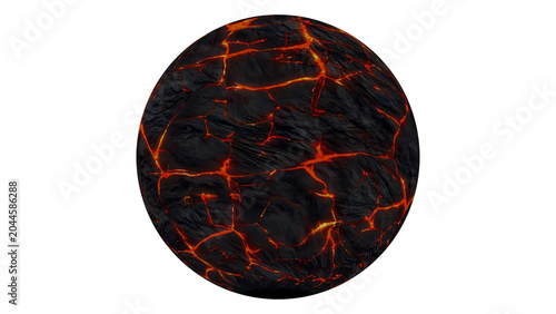 volcanic planet , lava planet 3d rendering illustration