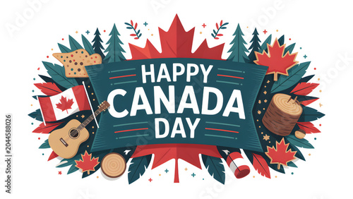 Fotografie Happy Canada Day Celebration Emblem