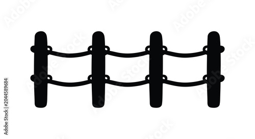Εκτύπωση καμβά black silhouette of a rope fence on white background silhouette vector outline r