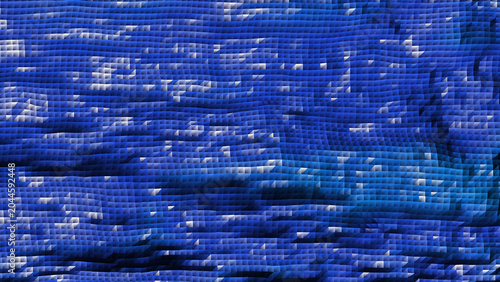 Abstract Blue Geometric Digital Surface with 3D Rasterized Texture Representing Technology and Future Connectivity Concepts