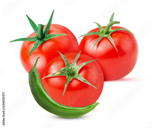 Three tomatoes and green chili