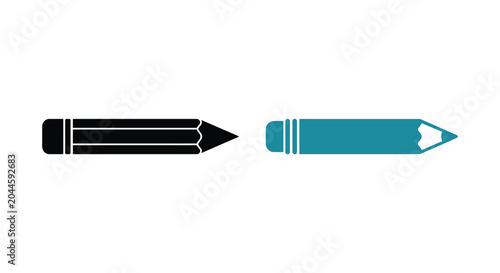 фотографія two pencils in black and teal silhouette pencil writing tool stationery icon vec