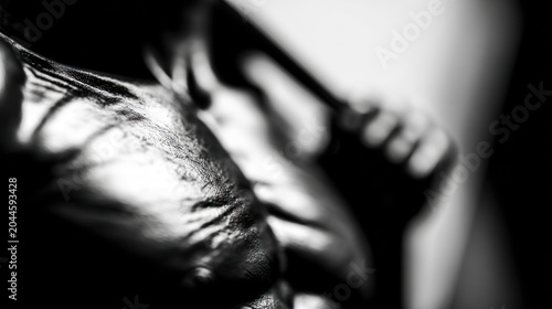 Abstract monochromatic image revealing human form with strong contrast