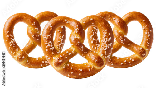 Tableau sur toile Golden brown pretzels with coarse salt crystals