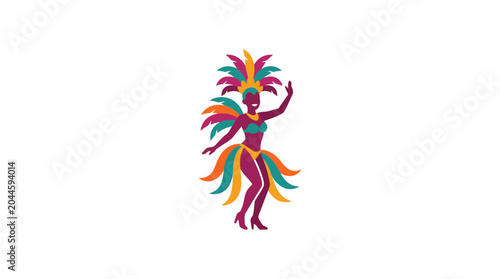 Fotografie Brazilian Carnival Dancer Icon Vector Illustration