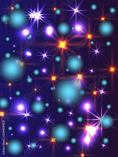 Abstract Cosmic Background With Glowing Stars.