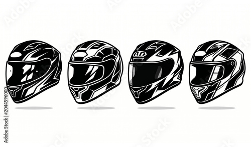 Motorcycle Helmet Monochrome SVG Bundle | Racing Helmet Vector Set