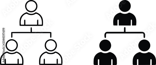 Schilderij op canvas Minimalist Team Hierarchy and Organizational Chart Icons