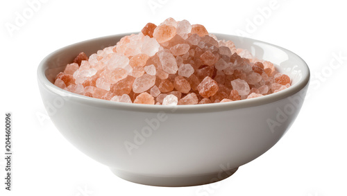 Obraz na płótnie Pink Himalayan rock salt crystals in white bowl