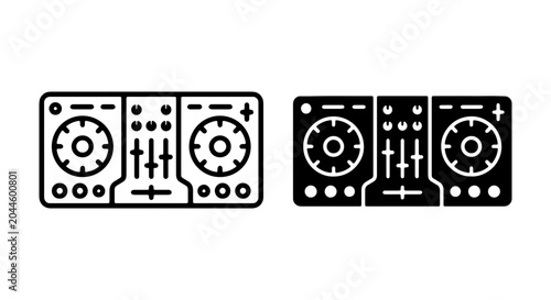 Foto DJ controller icons, professional music mixer vector, turntable deck equipment s