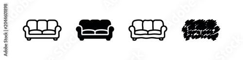 Schilderij op canvas Comfortable sofa couch furniture icon set