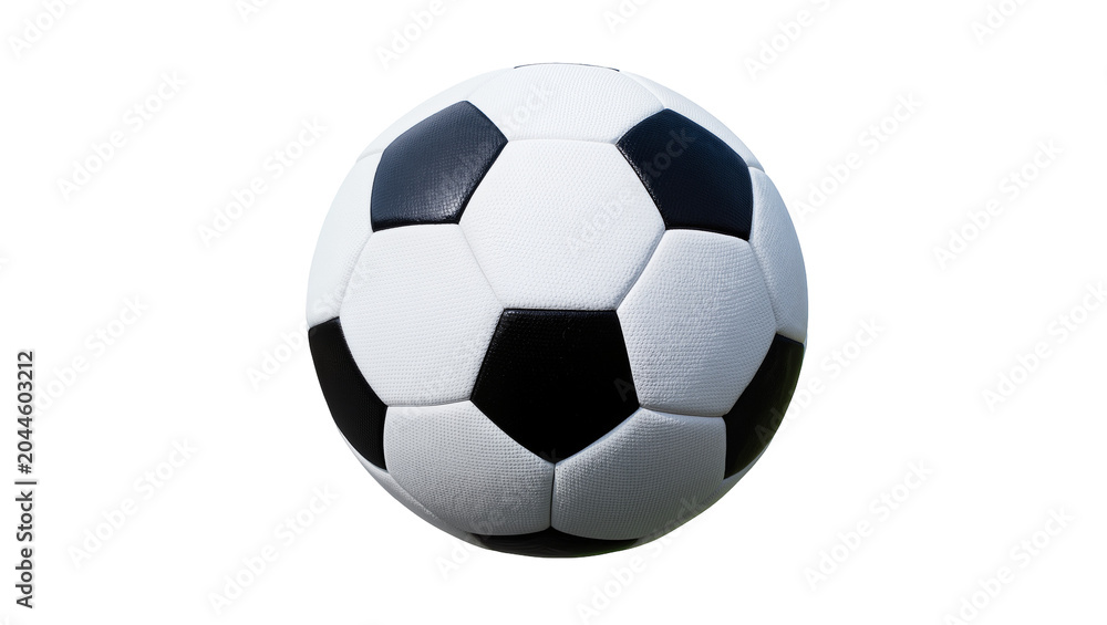 Naklejka premium Classic black and white soccer ball with pentagonal and hexagonal panels