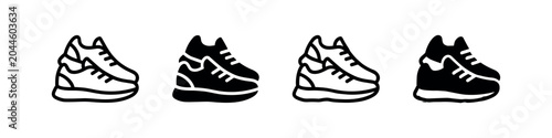 Athletic shoes and sneakers footwear icons