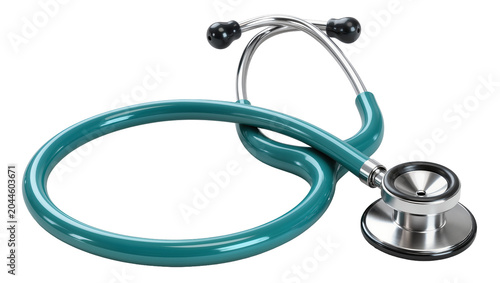 Teal stethoscope with silver chestpiece and black eartips