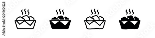 фотографія Bowl of hot food icons with steam, for comfort food and warmth