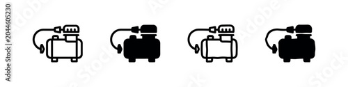 Fotografie Four air compressor icons in different styles