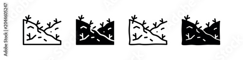 Foto Four landslide or erosion icons in different styles