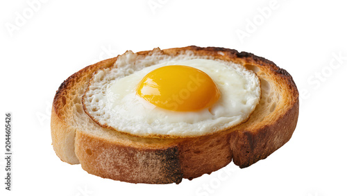 Photos Fried egg on toasted bread slice