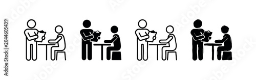 Photos Interviewer and candidate, icon set in various styles