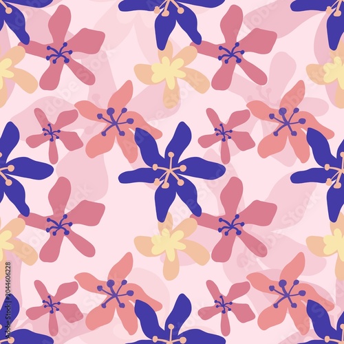 Vibrant Seamless Floral Pattern with Abstract Bloom Design