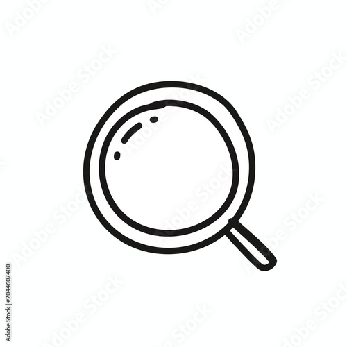 Hand drawn doodle of a simple magnifying glass icon.