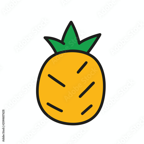 Minimalist hand drawn pineapple icon with simple lines.