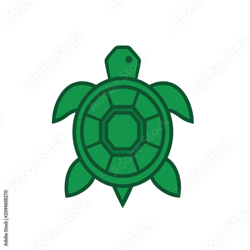 Minimalist green sea turtle icon illustration.
