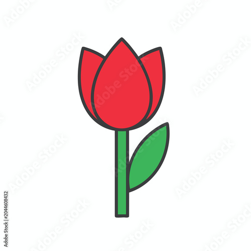 Minimalist red tulip flower icon illustration.