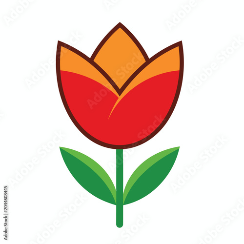Minimalist stylized tulip flower illustration with flat design.