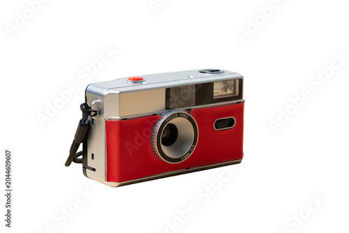 Transparent PNG Cutout of a Vibrant Red Retro 35mm Film Camera