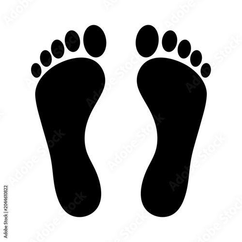 Minimalist Human Footprints Silhouette Icon Isolated on Transparent Background