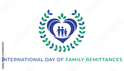Obraz na płótnie Blue and green heart logo for international family remittances day