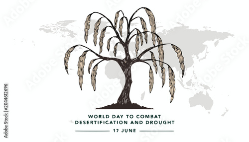 Tableau sur toile Hand drawn illustration of a wilting tree for environmental awareness
