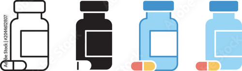 Foto Medicine bottle icon set medicine bottle and capsule icon set for healthcare pharmacy and medical prescription vector collection representing medication storage, treatment and patient care concepts
