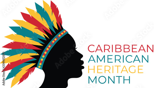 Canvas Print Silhouette of a person wearing a colorful traditional feather headdress